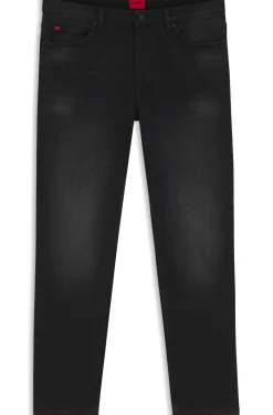 Tapered-fit jeans in black stretch denim