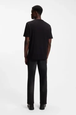 Tapered-fit jeans in black stretch denim