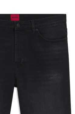 Tapered-fit jeans in black stretch denim