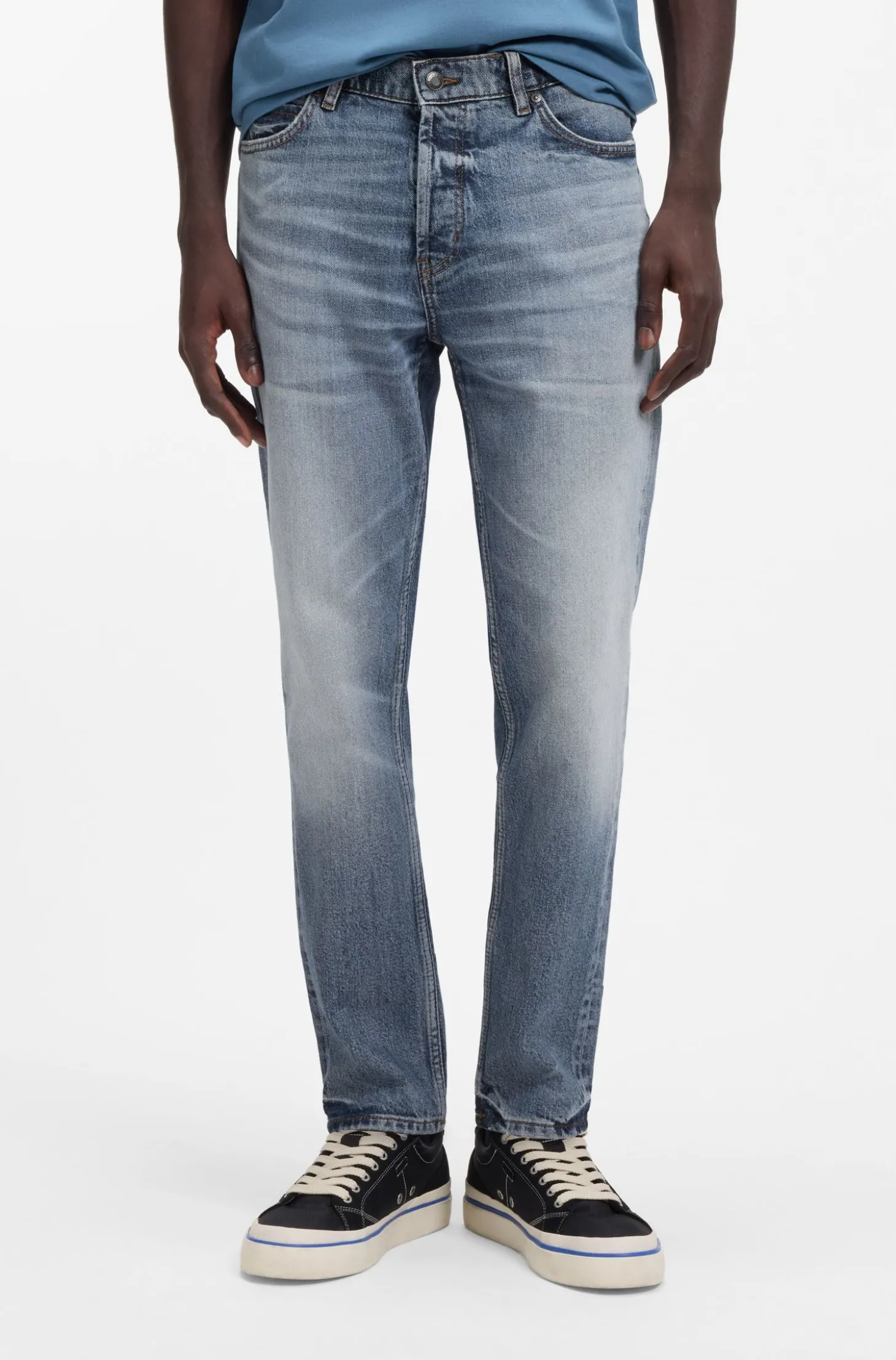 Tapered-fit jeans in blue comfort-stretch denim
