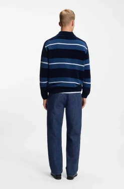 Tapered-fit jeans in blue rigid denim