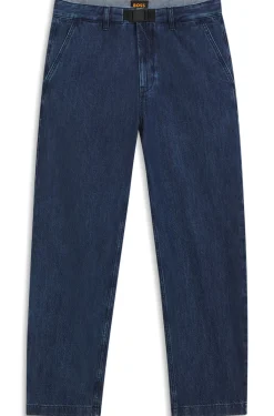 Tapered-fit jeans in blue rigid denim