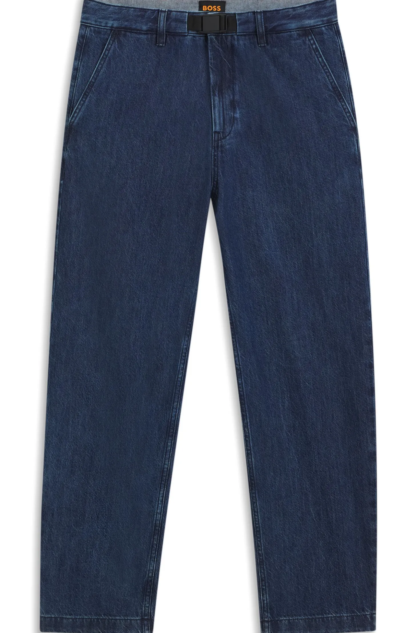 Tapered-fit jeans in blue rigid denim