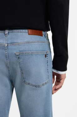 Tapered-fit jeans in blue super-stretch denim