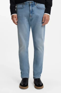 Tapered-fit jeans in blue super-stretch denim