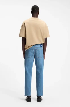 Tapered-fit jeans in bright-blue stretch denim