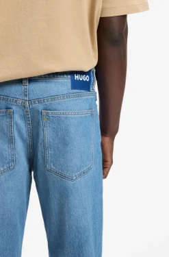 Tapered-fit jeans in bright-blue stretch denim