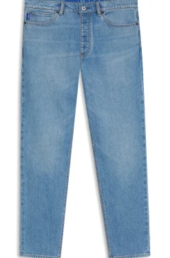 Tapered-fit jeans in bright-blue stretch denim