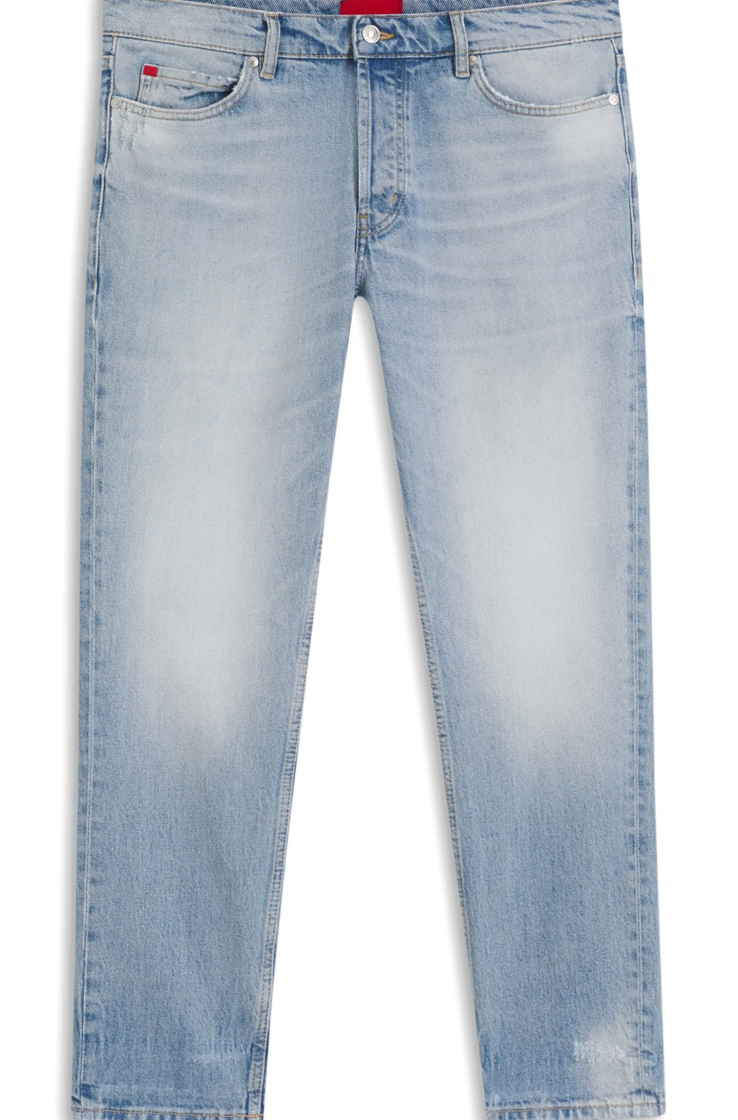 Tapered-fit jeans in bright-blue stretch denim