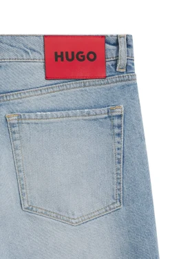 Tapered-fit jeans in bright-blue stretch denim