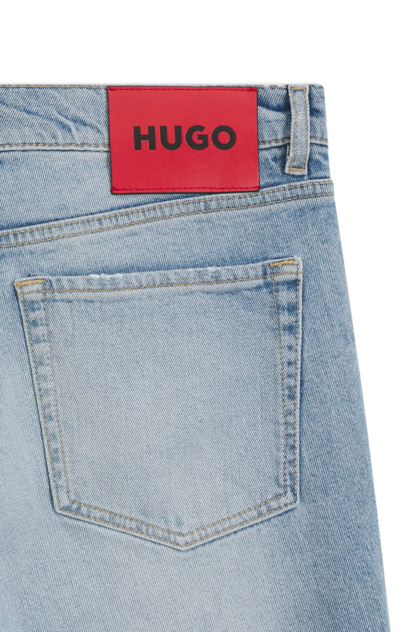 Tapered-fit jeans in bright-blue stretch denim