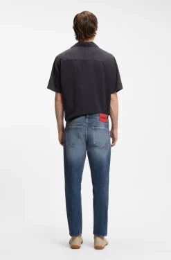 Tapered-fit jeans in dark-blue stretch cotton