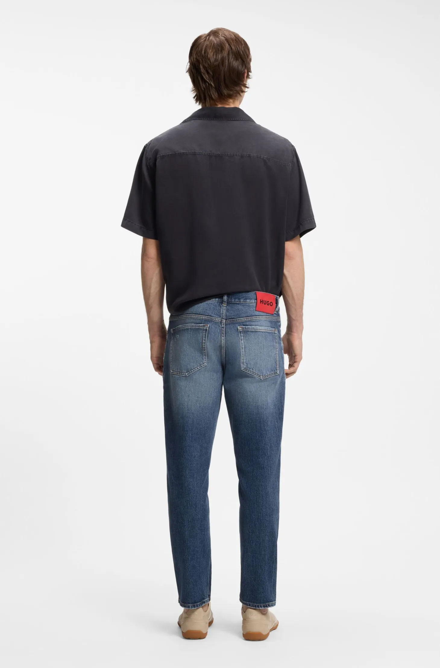 Tapered-fit jeans in dark-blue stretch cotton