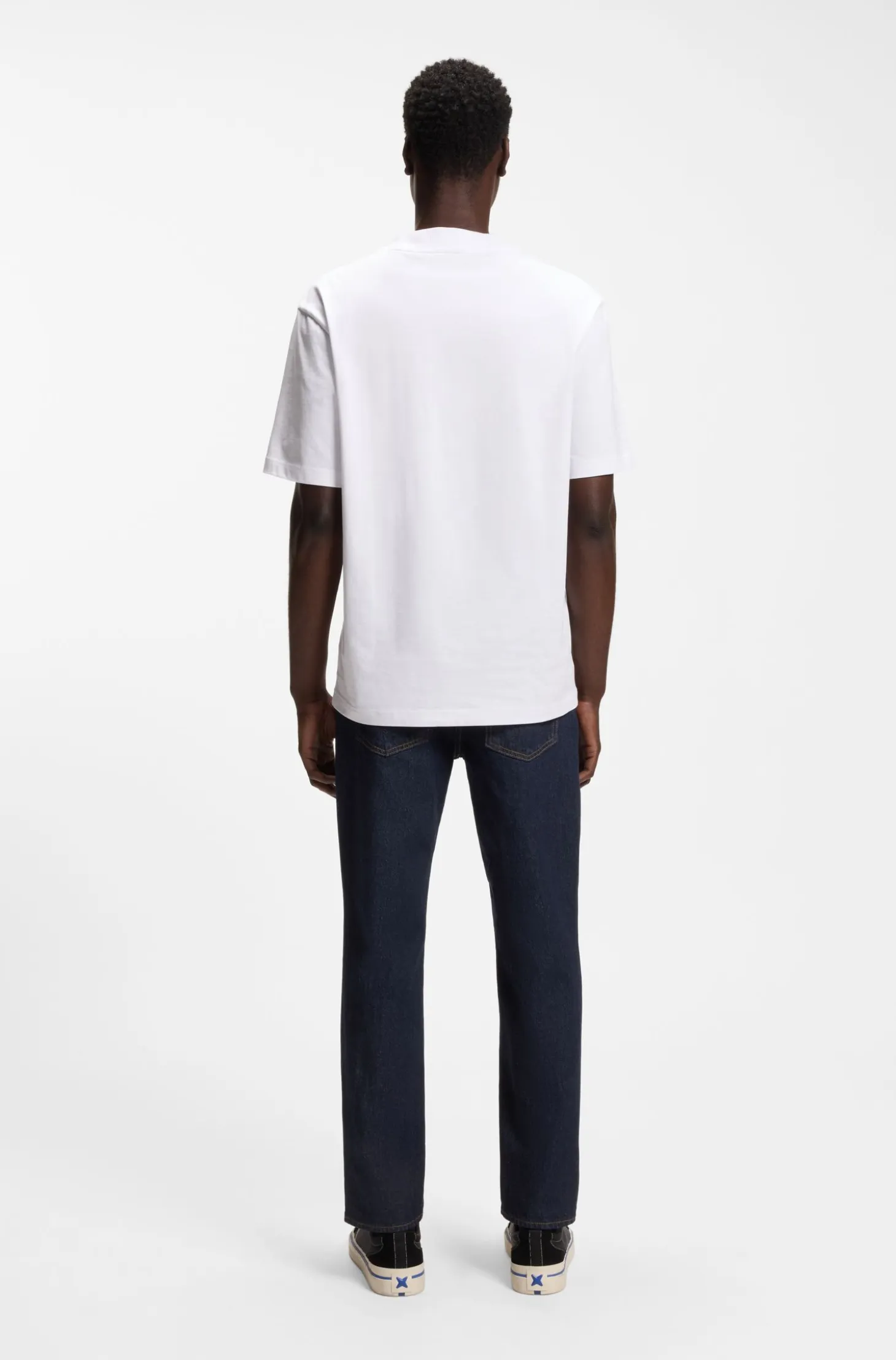 Tapered-fit jeans in dark-blue stretch denim