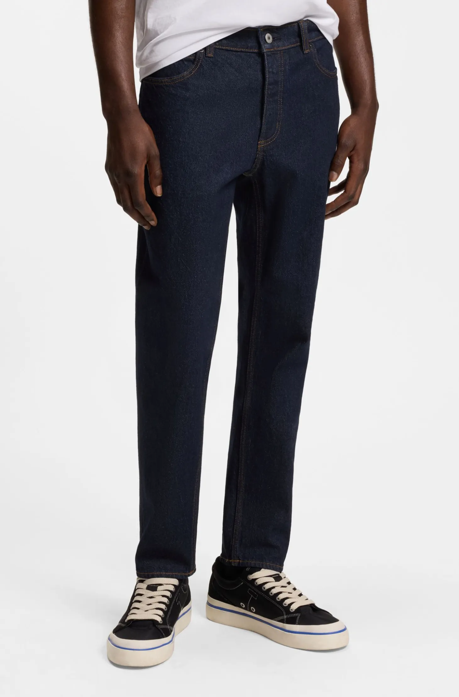 Tapered-fit jeans in dark-blue stretch denim