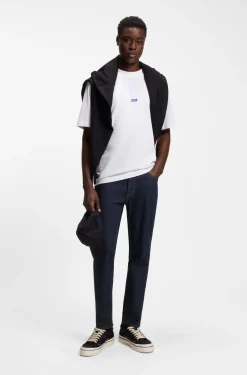 Tapered-fit jeans in dark-blue stretch denim