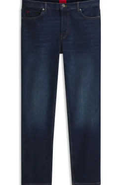 Tapered-fit jeans in dark-blue stretch denim