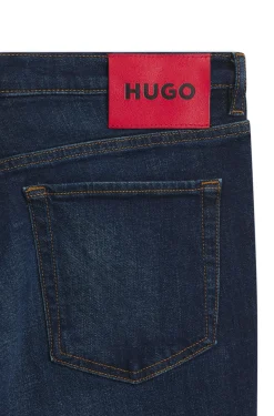 Tapered-fit jeans in dark-blue stretch denim