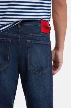 Tapered-fit jeans in dark-blue stretch denim