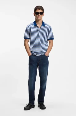 Tapered-fit jeans in dark-blue stretch denim