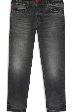 Tapered-fit jeans in dark-grey stretch denim