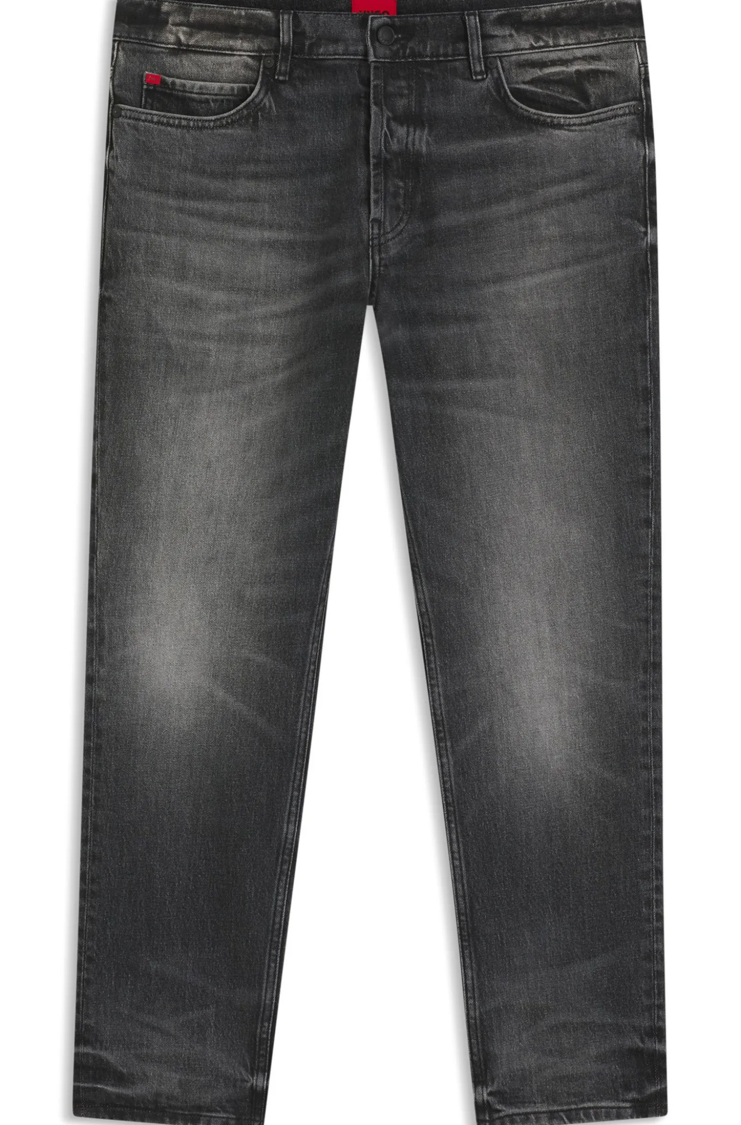 Tapered-fit jeans in dark-grey stretch denim