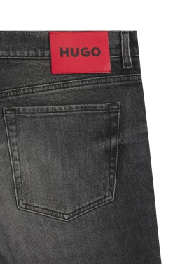 Tapered-fit jeans in dark-grey stretch denim