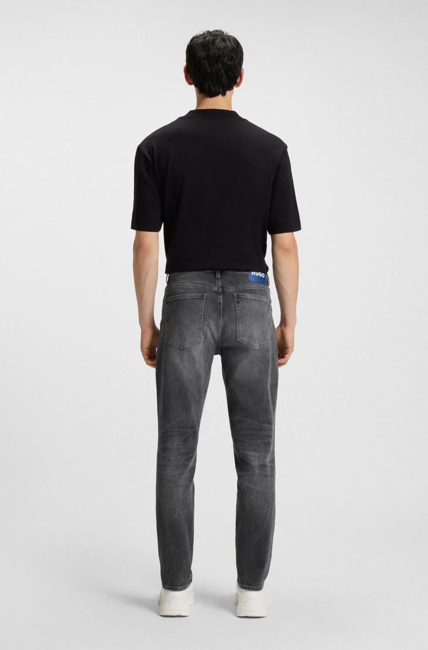 Tapered-fit jeans in dark-grey stretch denim