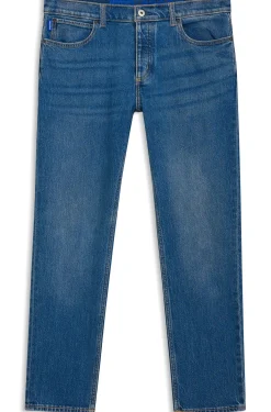Tapered-fit jeans in mid-blue stretch denim