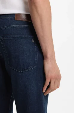 Tapered-fit jeans in pure-blue stretch denim