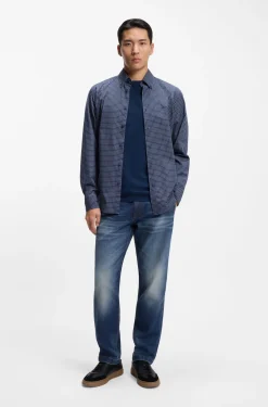 Tapered-fit jeans in used-effect comfort-stretch denim
