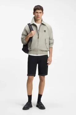Tapered-fit shorts in black stretch denim