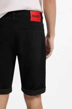 Tapered-fit shorts in black stretch denim