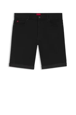 Tapered-fit shorts in black stretch denim