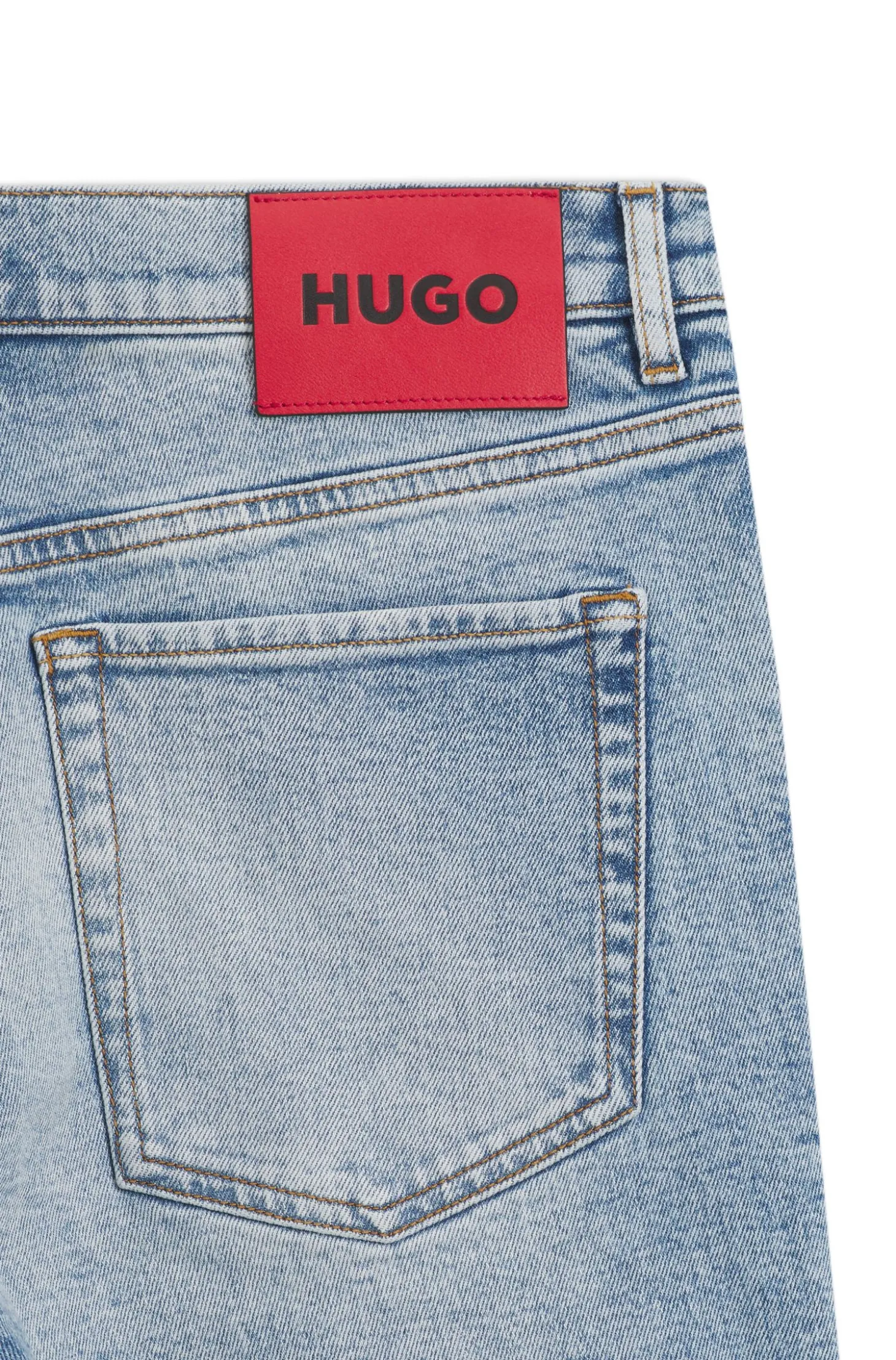 Tapered-fit shorts in bright-blue stretch denim