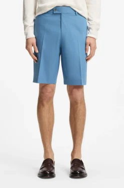 Tapered-fit shorts in cotton, silk and stretch