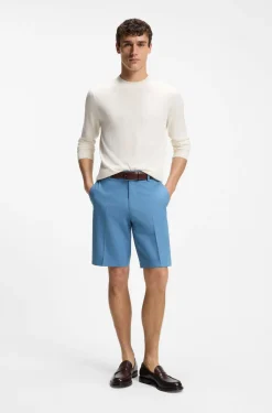 Tapered-fit shorts in cotton, silk and stretch