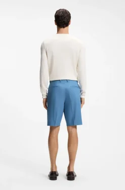 Tapered-fit shorts in cotton, silk and stretch