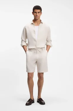 Tapered-fit shorts in linen