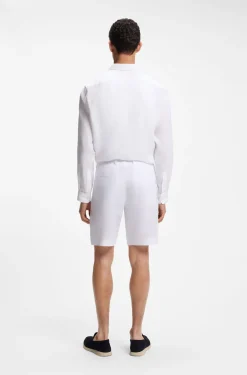 Tapered-fit shorts in linen