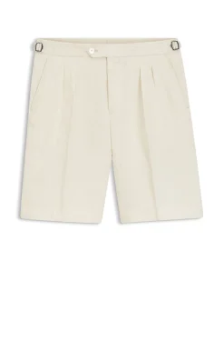 Tapered-fit shorts in linen with front pleats