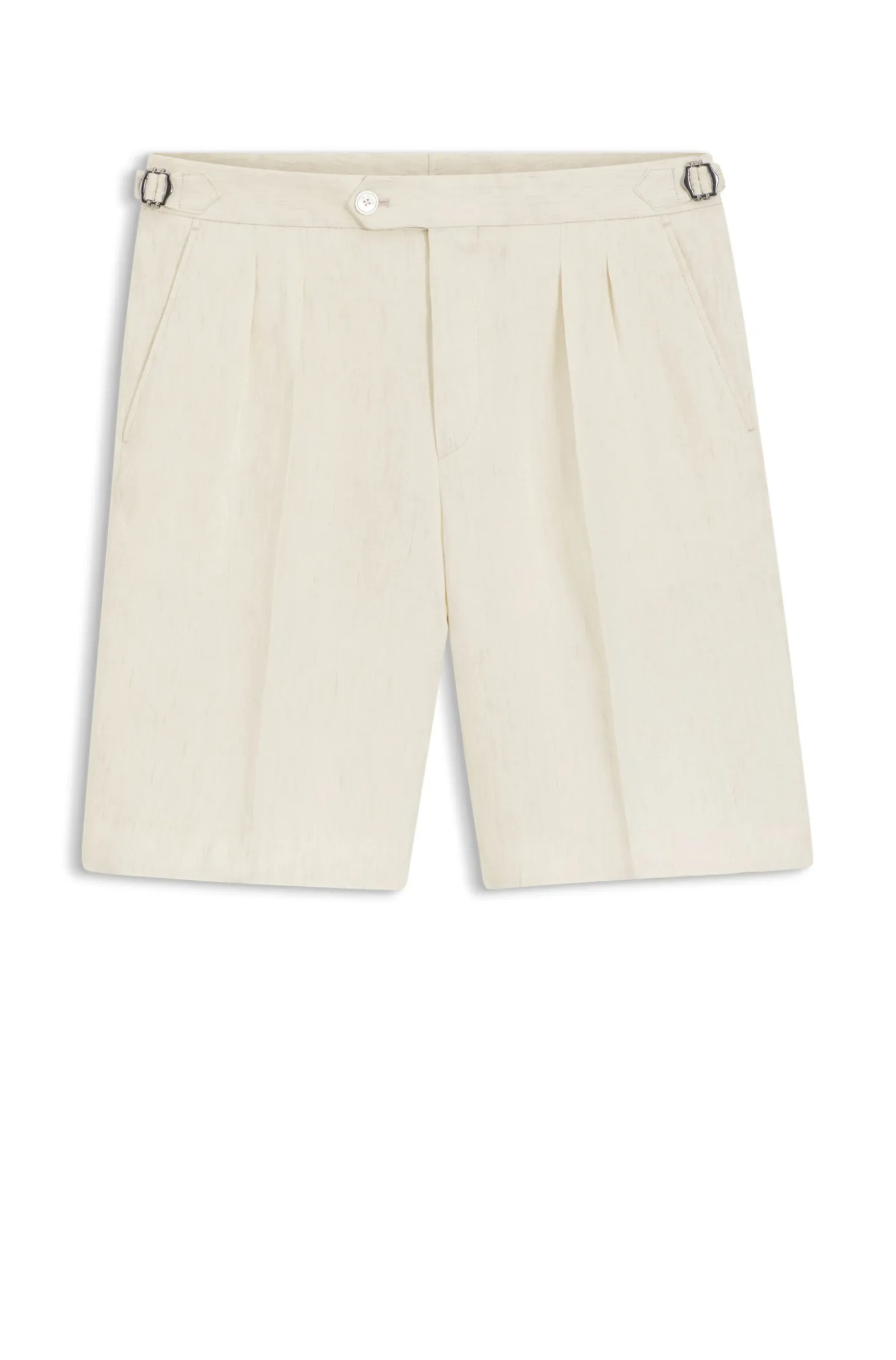 Tapered-fit shorts in linen with front pleats