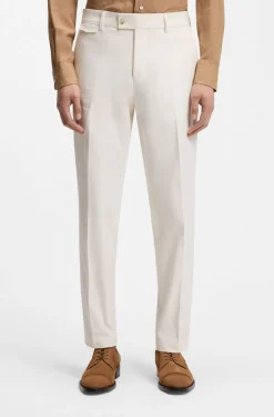 Tapered-fit trousers in easy-iron stretch-cotton poplin
