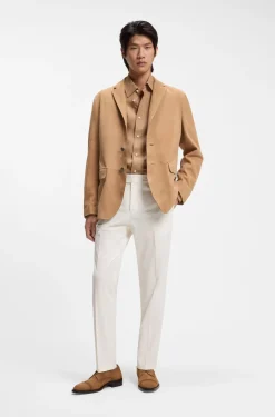 Tapered-fit trousers in easy-iron stretch-cotton poplin