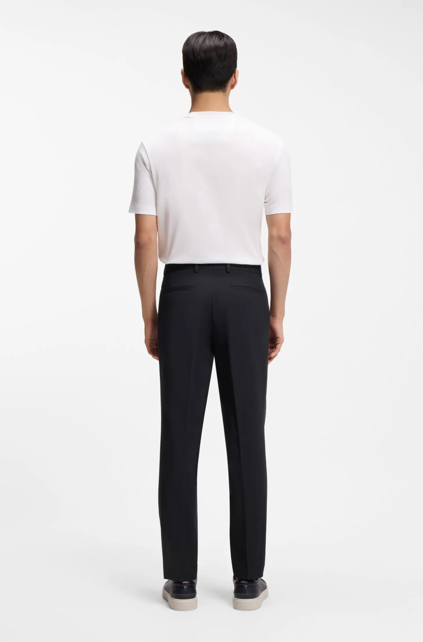 Tapered-fit trousers in easy-iron stretch-cotton poplin