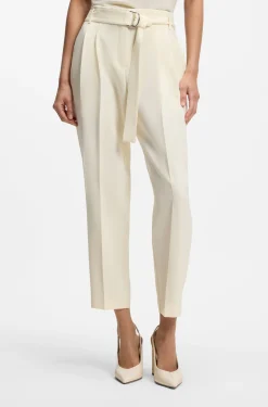 Tapered-fit trousers in Japanese crepe with belt