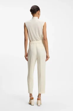 Tapered-fit trousers in Japanese crepe with belt