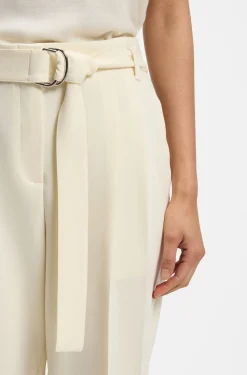 Tapered-fit trousers in Japanese crepe with belt