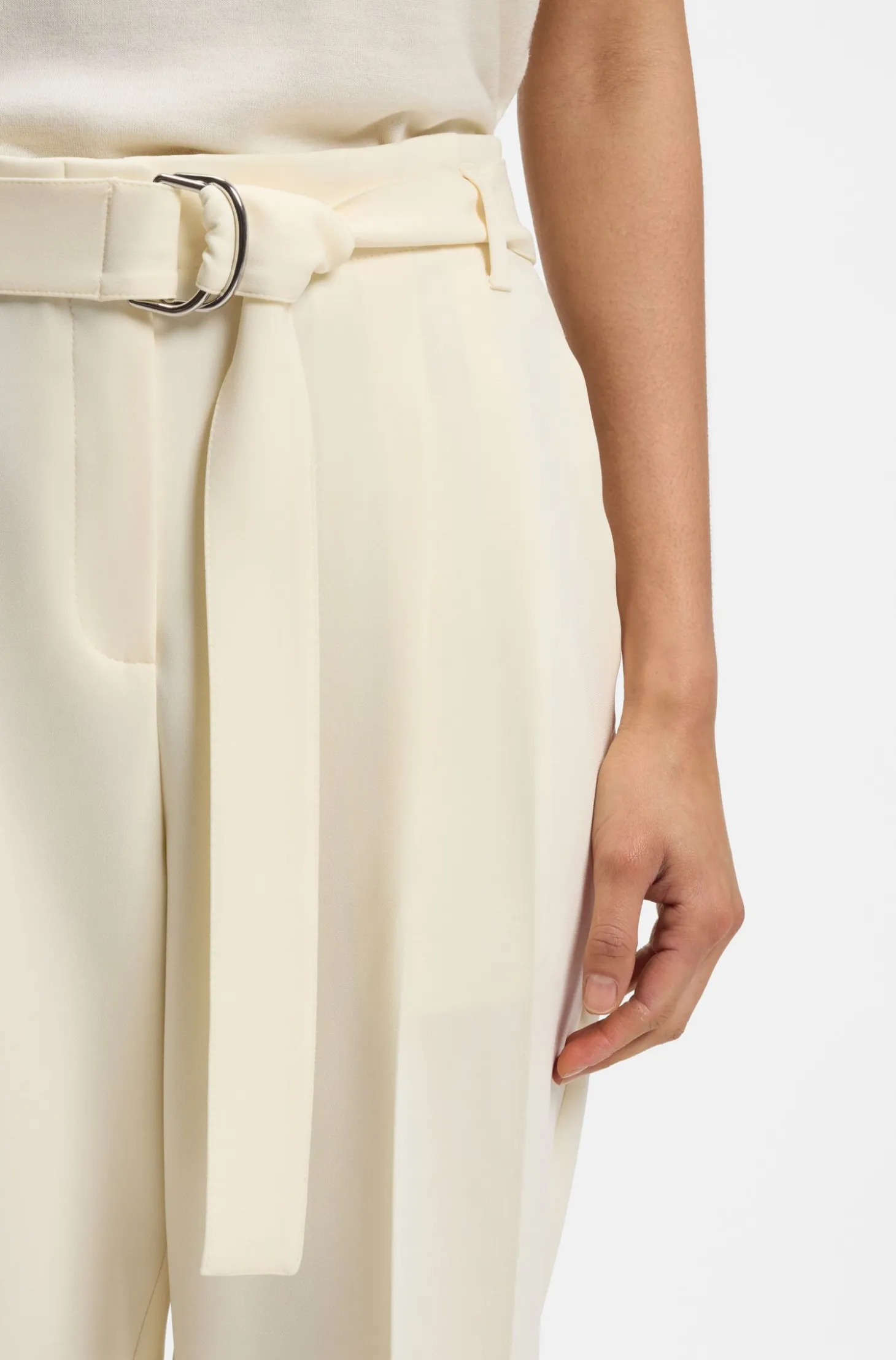 Tapered-fit trousers in Japanese crepe with belt
