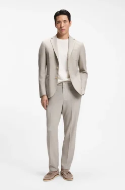 Tapered-fit trousers in micro-patterned virgin wool